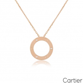 Cartier Rose Gold 3 Diamond Love Necklace B7014700